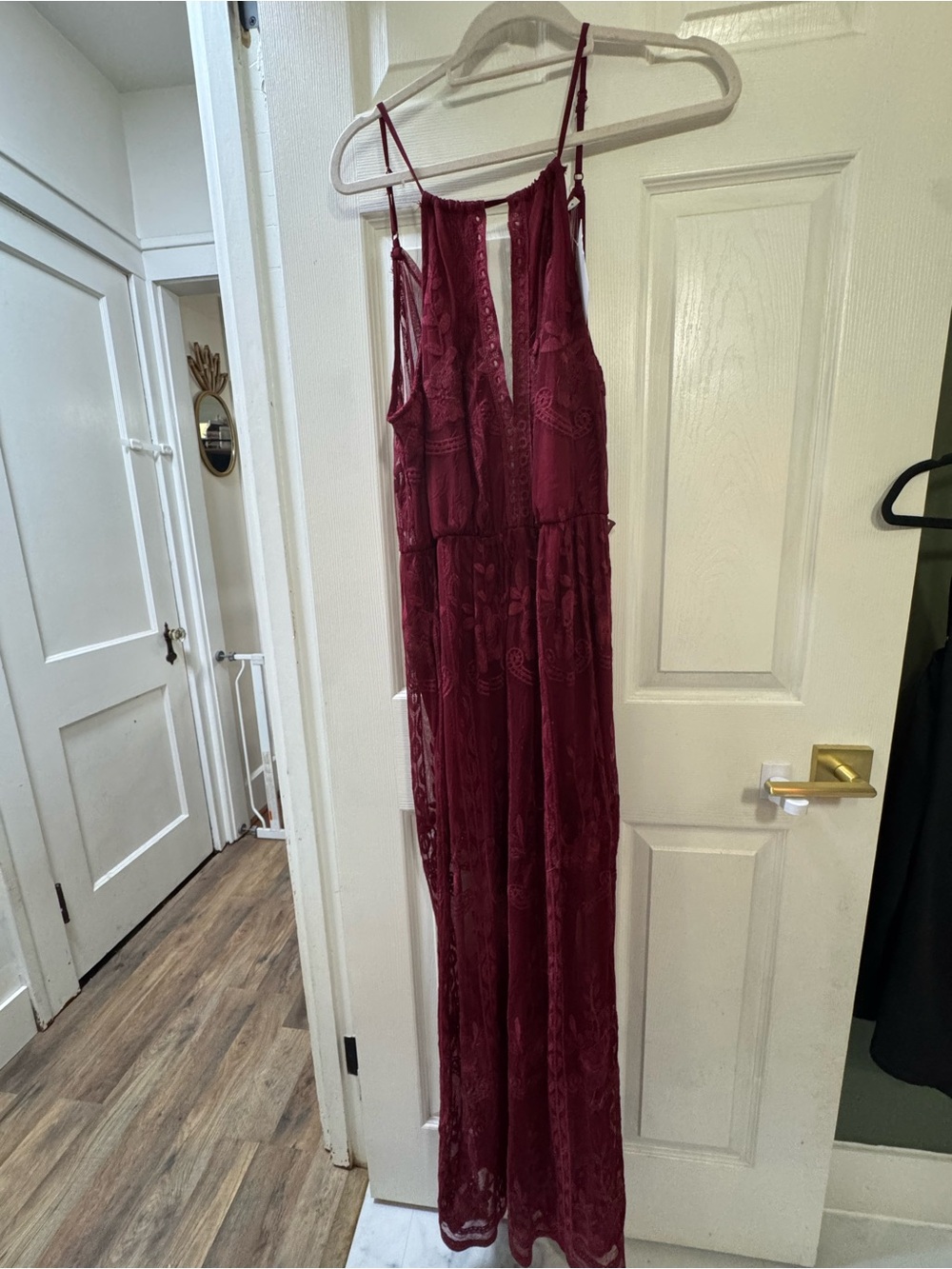 Burgundy Lace Maxi Dress